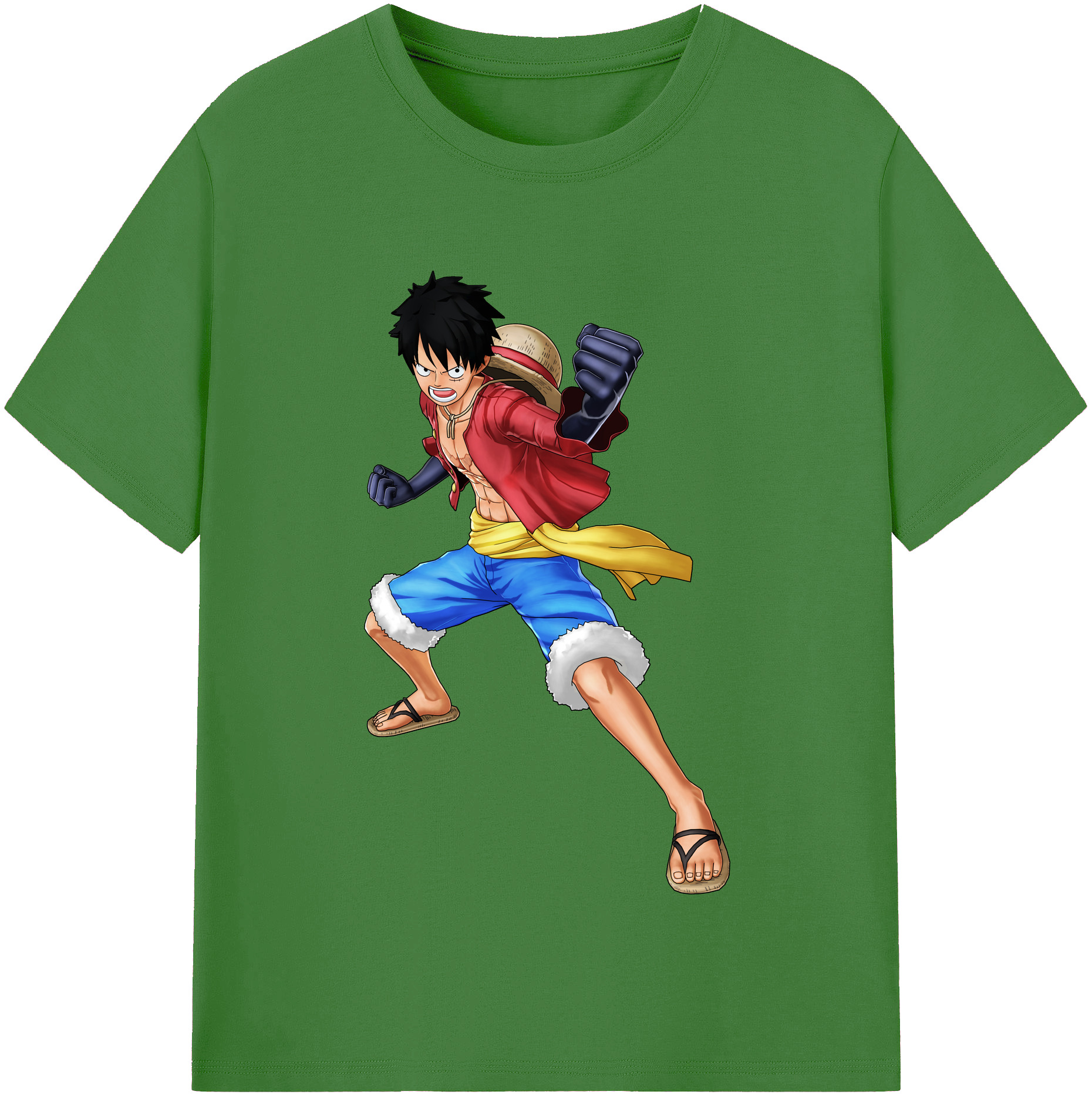 ワンピース モンキー・D・ルフィ ONE PIECE Monkey D. Luffy レディースカジュアルプリントTシャツ（綿100％）